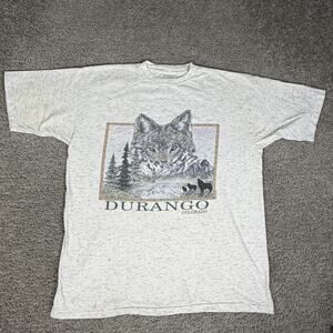 Vintago Prairie Mountain Colorado Shirt Mens XL Durango Wolf Mountain Scene